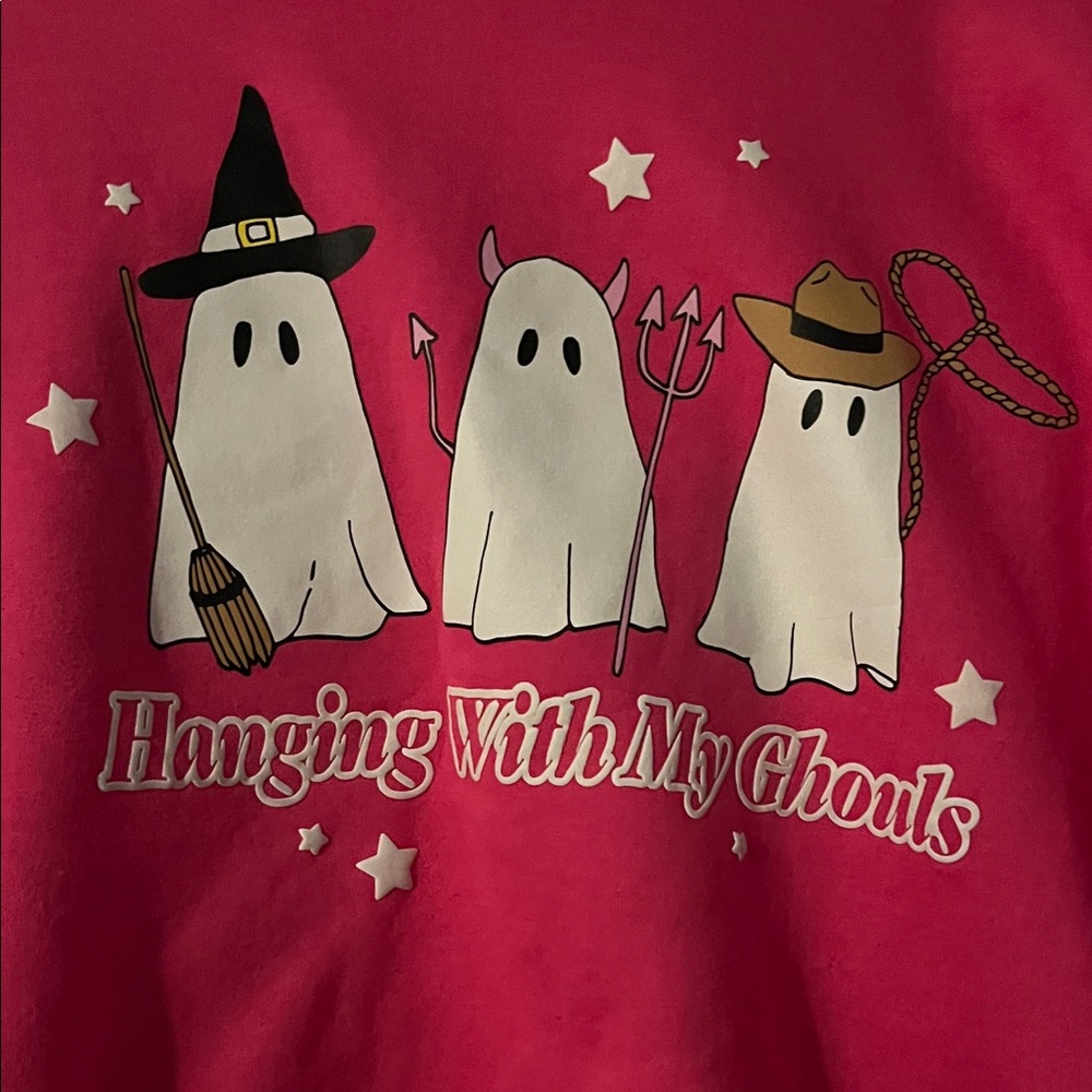 Wound Up Pink Ghost Crew Neck Sweater - Picture 3 of 4